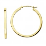 Duragold 14k Yellow Gold Square Hoop Earrings, (1.2 Diameter)