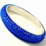 Six-Lined Royal Blue Rhinestone Clay Based Bangle Bracelet Fashion Jewelry