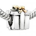 Pugster Gold Bowknot Gift Box Beads Fit Pandora Chamilia Biagi Charm Bracelet