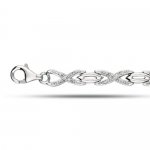 Sterling Silver Rhodium Plated Fancy X O Hugs And Kisses Style Pave' Set Diamond Tennis Bracelet - 7.25 Inches - 0.16 Tcw
