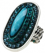 Large Turquoise Crystal Stone with Cz Stone Stretch Bling Ring