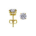 14K Yellow Gold, Round, Diamond Stud Earrings (1/4 ctw, G-H Color, SI1-I2 Clarity)