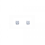 .925 Sterling Silver Rhodium Plated 2mm Round CZ Solitaire Basket Stud Earrings for Baby and Children with Screw-back