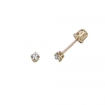 14K Yellow Gold Round-cut Diamond Solitaire Basket Stud Earrings with Screw-back for Children and Women (1/10 ctw, G-H color, SI1-2 clarity)