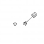 14K White Gold Round-cut Diamond Solitaire Basket Stud Earrings with Screw-back for Children and Women (1/10 ctw, G-H color, SI1-2 clarity)