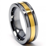 6MM 18K Gold Plated Tungsten Ring Wedding band Size 5