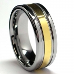 8MM 18K Gold Plated Tungsten Ring Wedding band Size 7