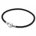 Leather Black Pandora compatible Charm Bracelet