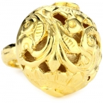 Devon Leigh Bold Gold 18k Gold Dipped Carved Ball Ring, Size 7