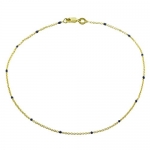 14 Karat Yellow Gold With Blue Enamel Accents 10 inch Anklet