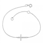 Sterling Silver Cubic Zirconia Cross Bracelet (7.5 inch)