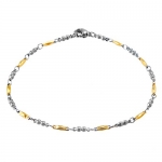 Two-tone Stainless Steel Diamond and Beads Anklet (9 inch)