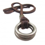 Brown Leather and Alloy Pendant Adiustable Necklace Mens Necklace Unisex Necklace Cool Necklace Pl233