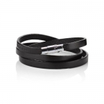 Black Triple Wrap Leather Bracelet, 6 Millimeters in Width, 23 Inches in Length