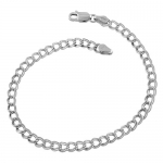 Rhodium Plated Sterling Silver Classic Lite Charm Bracelet (4.3mm, 8.5 inch)