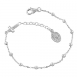 Sterling Silver Saturn Rosary Adjustable Bracelet (8.5 inch)