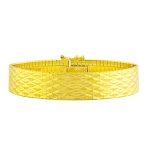 18 Karat Yellow Gold over Silver 12-mm Diamond-cut Cubetto Bracelet (7.5 Inch)