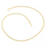 14 Karat Yellow Gold Diamond Weave Curb Anklet (2 mm, 10 inch)