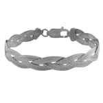 Rhodiumplated Sterling Silver Braided Herringbone Bracelet (7.5 Inch)