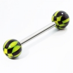 Yellow / Black Checker Ball Tongue Ring Barbells Body Jewelry