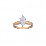 10K Yellow Gold Marquise Solitaire Cubic Zirconia Engagment Ring, Size 6