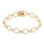 18k Yellow Gold Plated Diamond Accent Two-Tone Open Circle Bracelet, 7.25