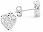 CZ by Kenneth Jay Lane Sparkling Hearts Rhodium-Plated Cubic Zirconia Heart-Shaped Earrings