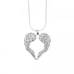 Fabulous Angel Heart Guardian Angel Wing Pendant Necklace with Crystal Glass Accents