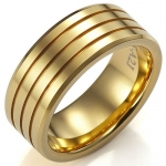Stunning Stripes Design Wedding Ring 9mm Tungsten Band (Gold) - Free Shipping (8)