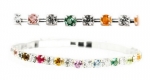 Stretchable Link Tennis Bracelet with Round Cubic Zirconia Crystal in Multicolor