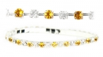 Stretchable Link Tennis Bracelet with Round Cubic Zirconia Crystal in Alternating Yellow and Clear Crystal