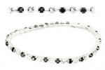 Stretchable Link Tennis Bracelet with Round Cubic Zirconia Crystal in Alternating Black and Clear Crystal