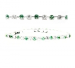 Stretchable Link Tennis Bracelet with Round Cubic Zirconia Crystal in Alternating Green and Clear Crystal