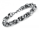 Flying Colors Jewelry Stainless Steel Link Bracelet Men's Oval Ring Link Bracelet, 9 Inch Long