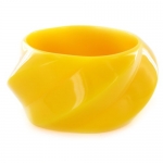Grooved Canary Yellow Colored Resin Bangle Bracelet (FREE Jewelry Box Included)