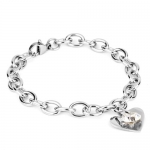 West Coast Jewelry Stainless Steel Heart Cubic Zirconia Charm Bracelet