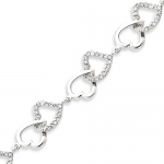 Sterling Silver CZ Heart Bracelet - 7.75 Inch