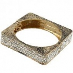 Designer Inspired Bracelet. Bangle / Color: Clear / Rhinestones / Gold Plated / Width: 3/8