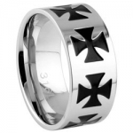 Men or Womens Stainless Steel Ring Religious & Inspirational Stainless Steel Ring - Stainless Steel Iron Cross Ring. Face and Band Width: 10mm Finish: High Polish and Black IP Size 12