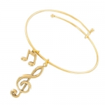 Ky & Co Gold Pl Bracelet Bangle Music Notes G Clef Treble Charm USA Made