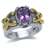 2ct. Natural Amethyst 18K Gold 925 Sterling Silver Ring Size 8 (Limited Collection )