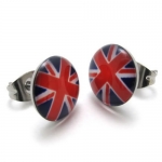 KONOV Jewelry 2pcs Stainless Steel Union Jack British Flag United Kingdom UK England Stud Earrings, 1 Pair (with Gift Bag)