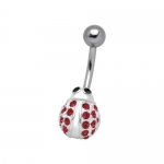 Sterling Silver Ladybug with Black Onyx CZ Eyes & Ruby Red CZ Studded Belly Ring