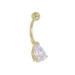 Pear Shape TOPAZ or GARNET Precious Stone 14 k Yellow Gold Navel Belly Button Ring - (CUSTOM MADE)
