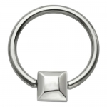 Abstract Square .925 Sterling Silver Captive Bead Ring - 16 Gauge CBR