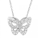 Sterling Silver Butterfly Pendant-Necklace with Swarovski Crystals