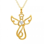 DiAura 14k Gold Plated Sterling Silver Diamond Angel Pendant Necklace