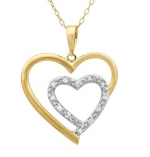 18K Yellow Gold Plated Sterling Silver Diamond Heart-Pendant Necklace (1/10ct tw- 18in. Chain)