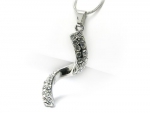 Silvertone Crystal Stud Spiral Pendant Necklace Fashion Jewelry