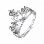Charm Platinum Plated Ladies Crown Ring with Three Rhinestones Birthday/Anniversary/engagement/wedding Bands (7.5)